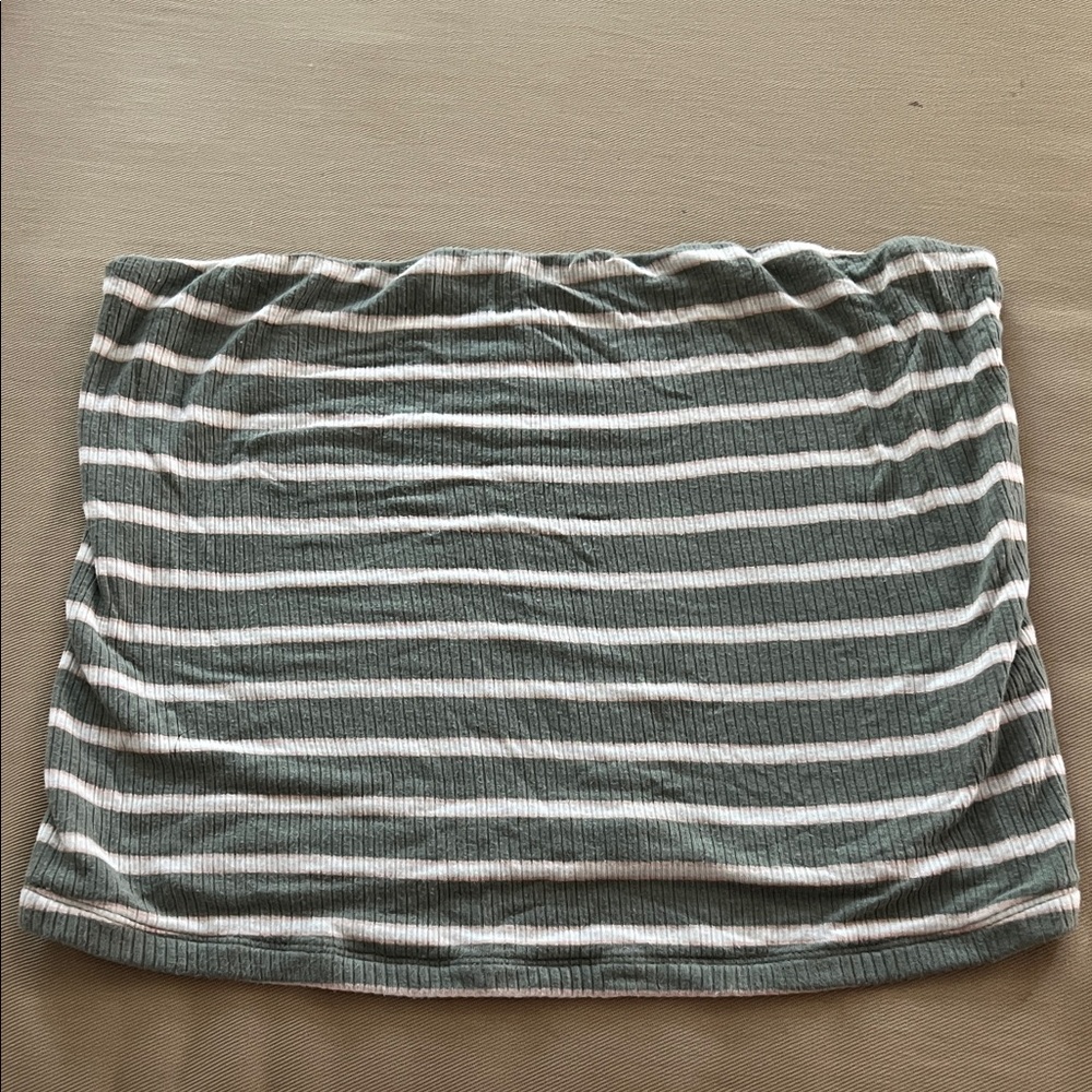 A&E Striped Green, pink and White Women's tube top ribbed